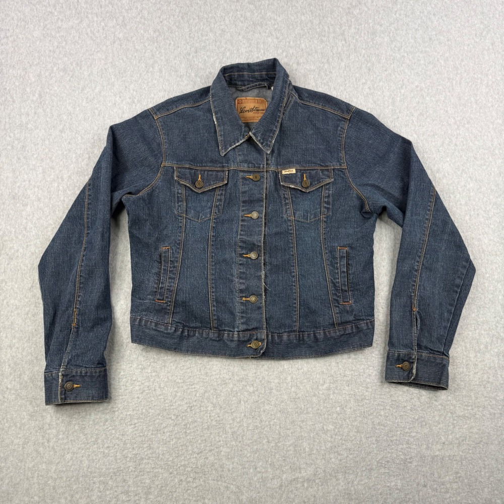 Levi Strauss Jacket Womens XL Blue Signature Denim Jean Trucker Casual Pockets